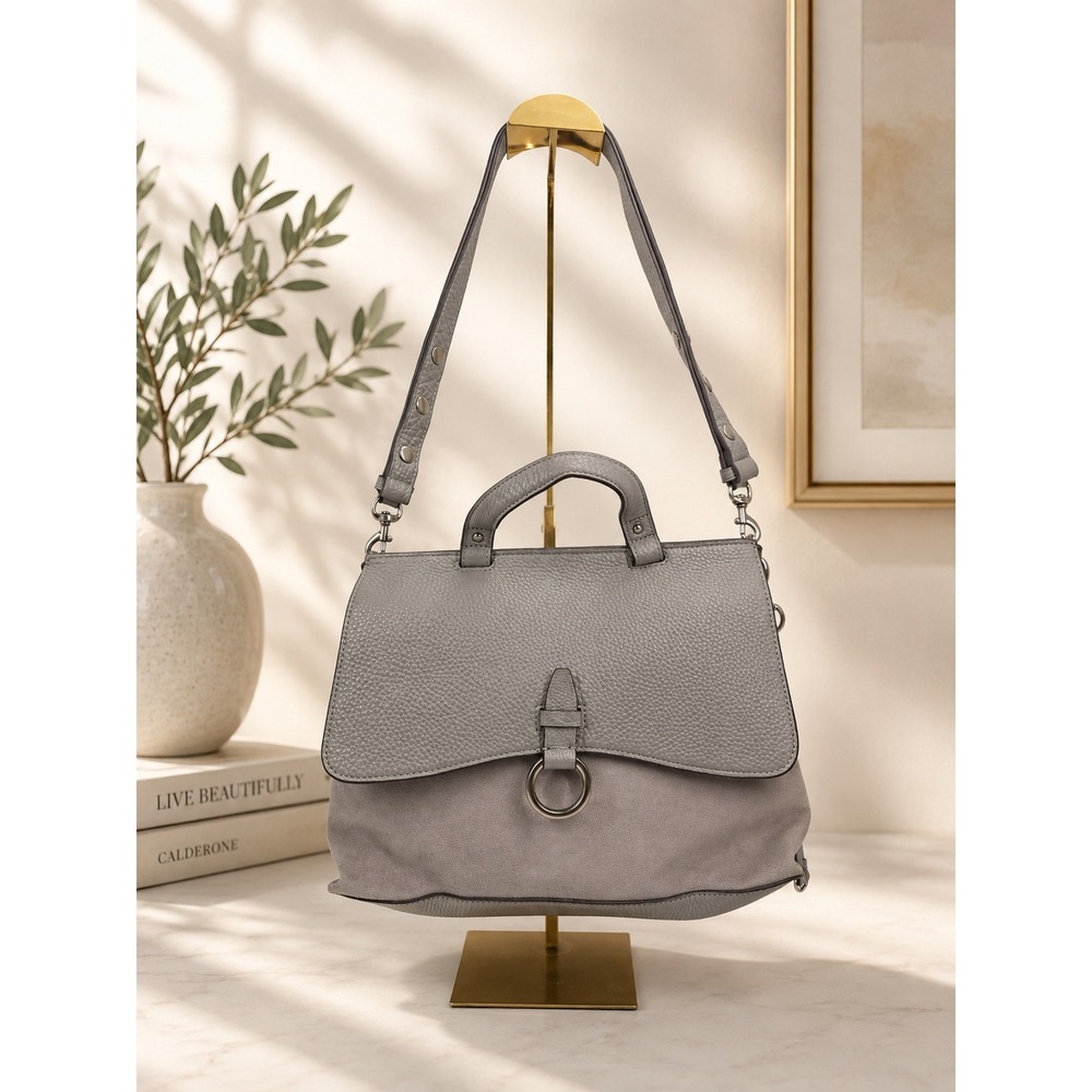 Rebecca Minkoff Keith Grey Leather and Suede Satchel Shoulder Bag